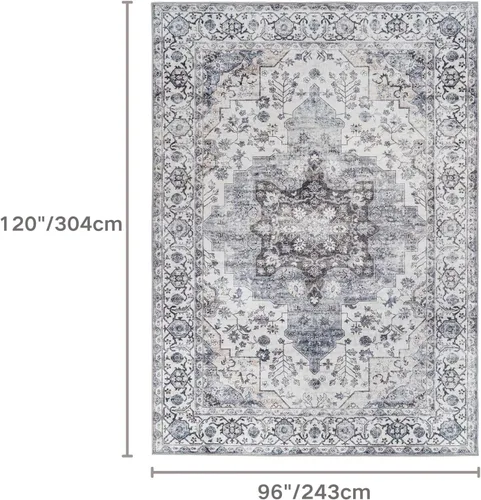 Miniatura 19 de Syalife 4x6 Alfombra Lavable para Área, Ultra Suave Antideslizante, Pila Baja, Alfombra Vintage Resistente a Manchas para Sala de Estar, Alfombra