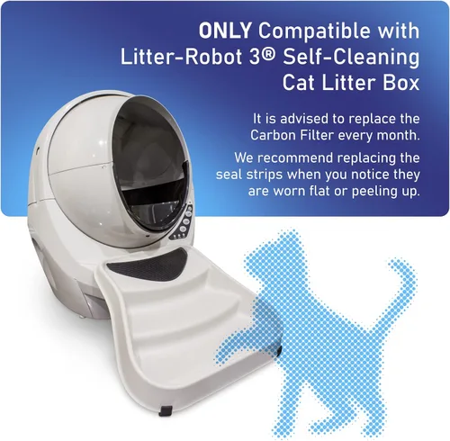 Miniatura 4 de PET STANDARD Filtros de carbono de repuesto y 1 juego de tiras de sellado de repuesto compatibles con la caja de arena autolimpiante para gatos