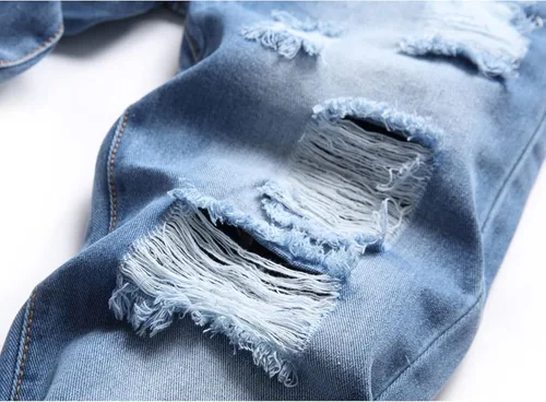 Miniatura 5 de ZEESEN Jeans rasgados para hombre, ajustados, ajuste regular, pierna cónica, desgastados, pantalones de mezclilla para hombre con agujero