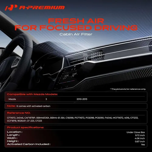 Miniatura 2 de A-Premium 2-PC Filtro de aire de habitáculo con carbón activado Compatible con modelos Mazda - 3 2010 2011 2012 2013