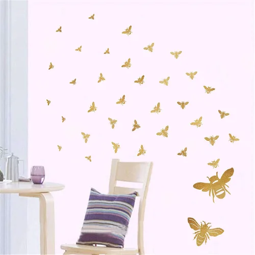 Miniatura 6 de Calcomanías de pared de abejas de miel, calcomanías de abejas doradas, calcomanías de abeja doradas, calcomanías de pared de panal, decoración