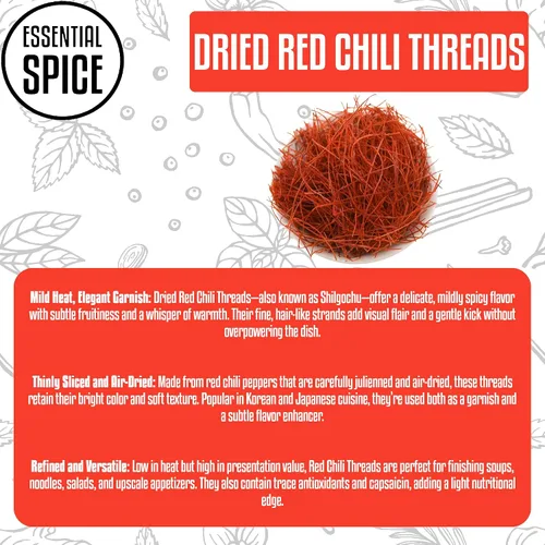 Miniatura 3 de Essential Spice Hilos de chile rojo seco, 1 libra, calor suave con sabor brillante y limpio, chiles finamente rallados para adornar, sopas, sushi