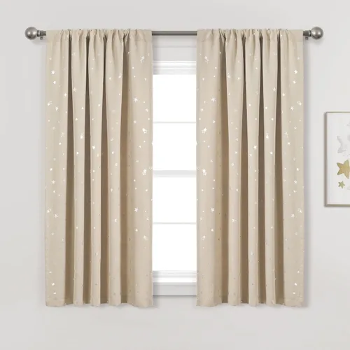 Miniatura 10 de Lush Decor Star - Par de paneles de cortinas opacas para ventana, 63 pulgadas de largo x 52 pulgadas de ancho, gris claro