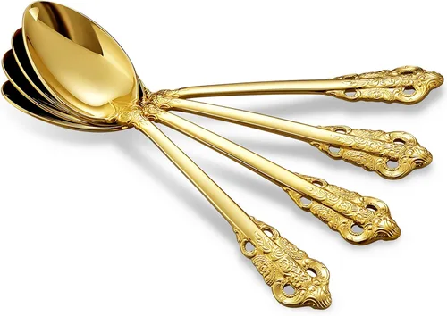 Miniatura 4 de KEAWELL Cuchara de lujo para cena, juego de 4, cucharadas de acero inoxidable 18/10, juego de cucharas de cubiertos, pulido con espejo, 7.8 pulgadas