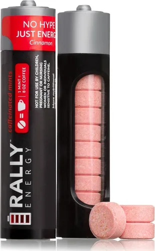 Mentas de cafeína de Rally, 60 miligramos de cafeína, energía instantánea, mentas con cafeína de aliento fresco, 0 azúcar, sabor a canela (2
