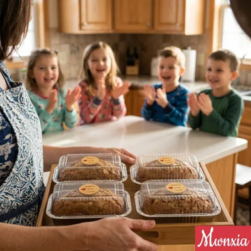 Miniatura 4 de Mini moldes desechables de aluminio con tapas y calcomanías "hechas a mano con amor", 6 x 3.5 x 2 pulgadas, paquete de 25 perfectas para hornear pan