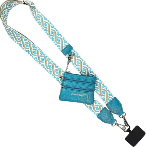 Miniatura 120 de Save the Girls Correa Original Clip and Go para Teléfono Original (Patrón Verde/Morado - Bolsa Verde) - Correa Cruzada para Teléfono con Cadena