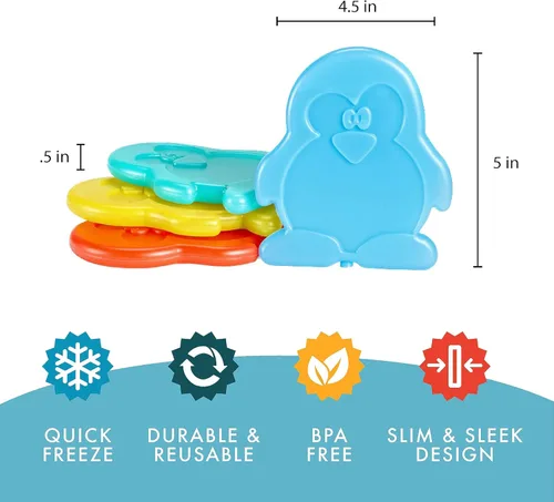 Miniatura 2 de Fit & Fresh Cool Coolers - Paquetes de hielo para loncheras de niños, paquetes delgados de hielo para bolsas de almuerzo, paquetes de hielo