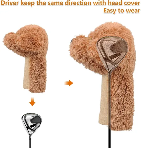 Miniatura 7 de Fundas de Golf Dibujos Cabezas, Fundas para Cabeza de Palo de Golf Labradoodle/Golden Doodle, Protector de Palo de Golf Adorable y Suave