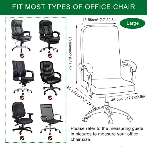 Miniatura 6 de CRFATOP Funda elástica para silla de oficina de computadora con cremallera duradera, funda para silla de escritorio giratoria universal, respaldo