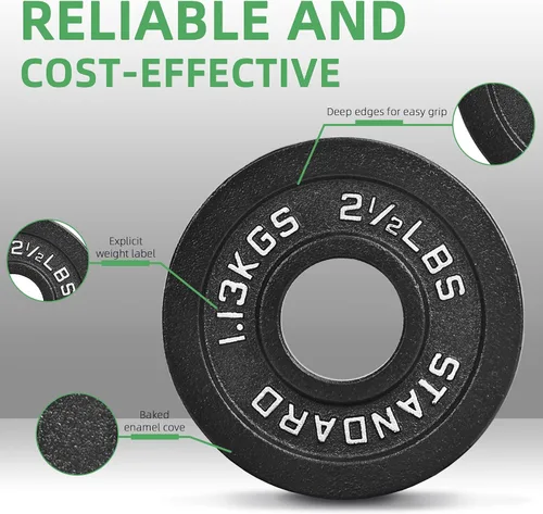 Miniatura 3 de Fitvids 2-Inch Olympic Cast Iron Weight Plate for Strength Training & Weightlifting, Multiple Sizes