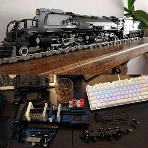 Miniatura 4 de Bloques de construcción de locomotora, 1/40 4014 Big Boy RC Train Juego de bloques de construcción, kit de locomotora de vapor a control remoto