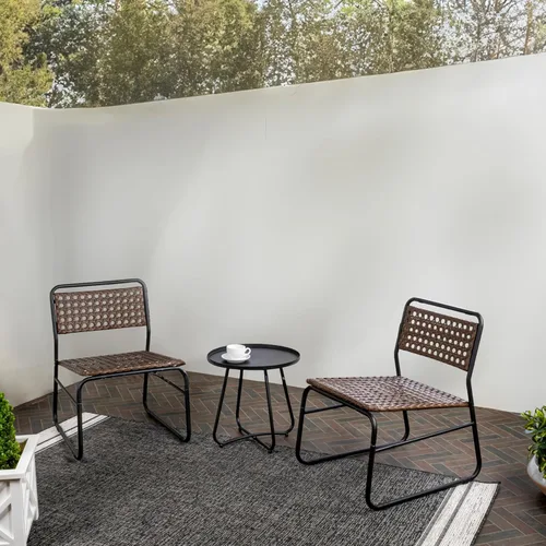 Miniatura 2 de JONATHAN Y Freja LVG1100B-3SET - Juego de 3 piezas de ratán de polietileno para patio, balcón, porche y patio trasero, muebles modernos de mimbre