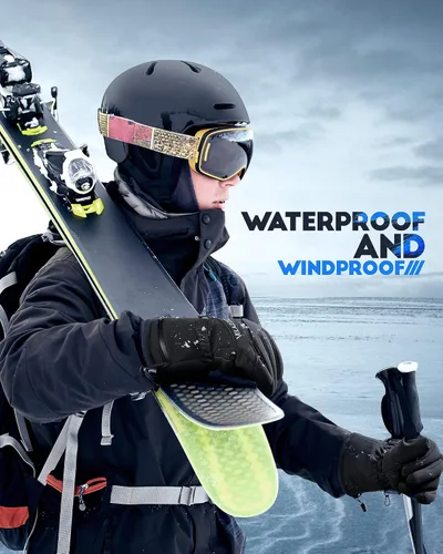Miniatura 2 de VELAZZIO Guantes de esquí impermeables y transpirables, guantes de snowboard, 3M Thinsulate aislados cálidos guantes de nieve, para hombres y mujeres