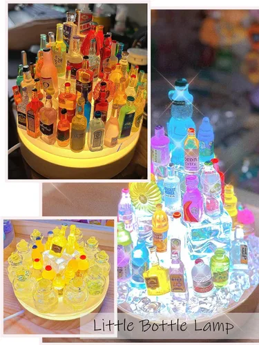 Miniatura 5 de Pedestal de pantalla de luz LED, soporte base de lámpara de madera de haya para acrílico y plexiglás, lámpara de mesa LED de madera para el hogar 3D