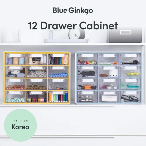 Miniatura 3 de Blue Ginkgo Gabinete grande de 12 cajones, organizador transparente apilable para hardware, cuentas, ladrillos de plástico, oficina y almacenamiento
