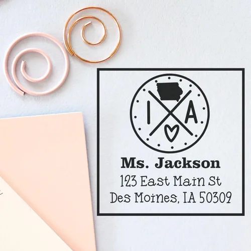 Miniatura 35 de Sello entintado moderno con nombre y dirección del estado de Alabama – Sello de dirección de devolución personalizado para invitaciones de despedida