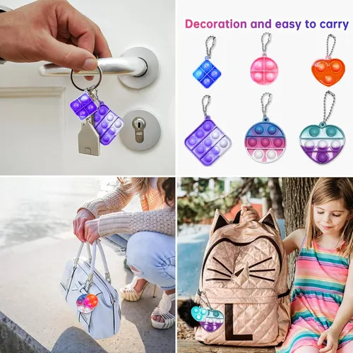 Miniatura 3 de 108 piezas de llavero Pop Fidget It Mini Fidget Toys Bulk Party Favores para niños de 4-8, 8-12 años, juguetes a granel para niños pequeños premios