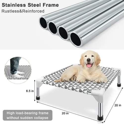Miniatura 6 de Kuntrust Cama Elevada para Perros de Exterior Actualizada Catre para Mascotas Elevado Cama Refrescante para Cachorros Cama Elevada para Perros