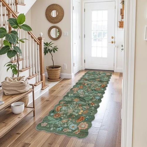 Miniatura 8 de Alfombra lavable, 2x6: fáciles de limpiar, resistente a manchas, antideslizante, no pierde pelo; para áreas de alto tráfico con mascotas, verde