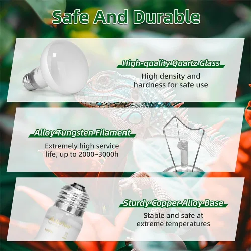 Miniatura 4 de DaToo Lámpara de calor de reptiles de 100 W, anfibios, bombilla de luz UVA, bombillas de luz diurna para lagartos, tortugas dragón barbudas