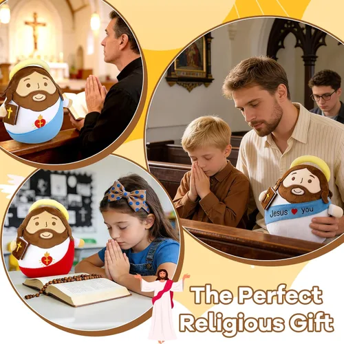 Miniatura 6 de Muñeco de peluche de Jesús, 8 pulgadas, Jesús con la Biblia, capa y Jesús te ama, juguetes de peluche Kawaii para la escuela dominical