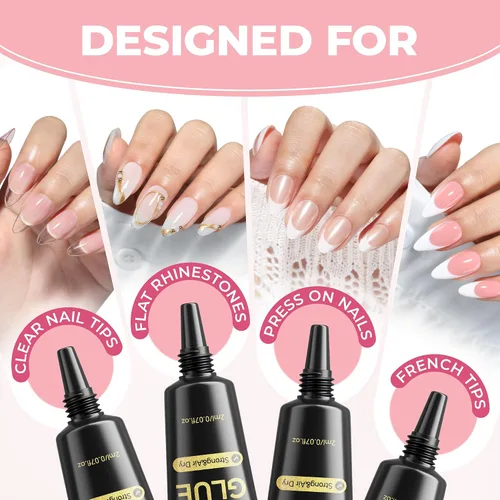 Miniatura 6 de UNA GELLA Pegamento de uñas súper fuerte de 0.07 onzas líquidas x 5 piezas para uñas a presión, puntas de uñas y uñas postizas transparentes, mini