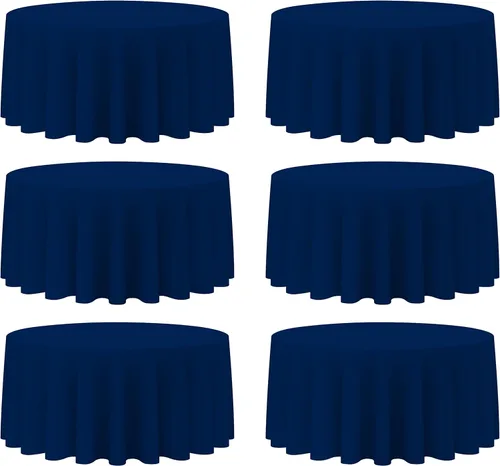 Miniatura 111 de BRILLMAX Paquete de 4 manteles redondos color azul rey de 132 pulgadas, tela de lino de poliéster lavable a granel, para bodas, recepciones, Azul