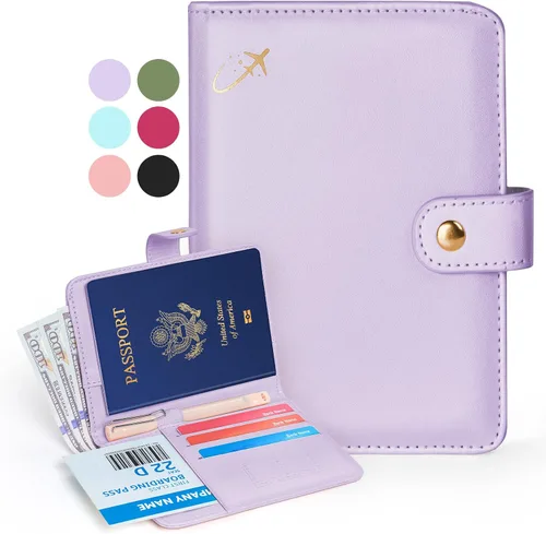 Miniatura 13 de Forvencer Funda para pasaporte con cierre de cremallera seguro, cartera de pasaporte premium para viajes, bonita funda de tarjeta de bloqueo RFID