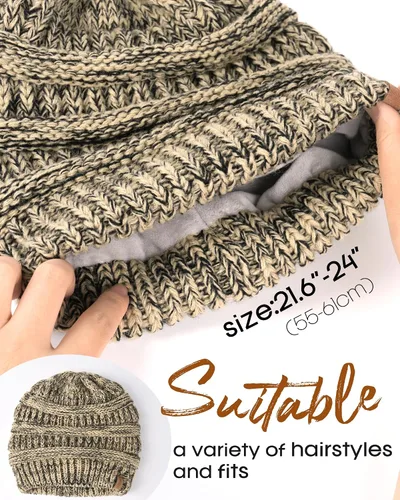 Miniatura 12 de FURTALK Gorros de invierno para mujer, con forro polar, gorro de punto holgado y cálido, gorro de esquí