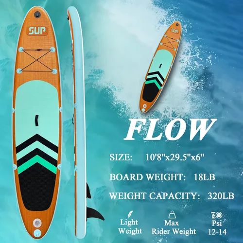 Miniatura 3 de Tabla de remo inflable (6 pulgadas de grosor), paquete ISUP con accesorios y mochila de SUP premium, cubierta antideslizante, aletas, paleta