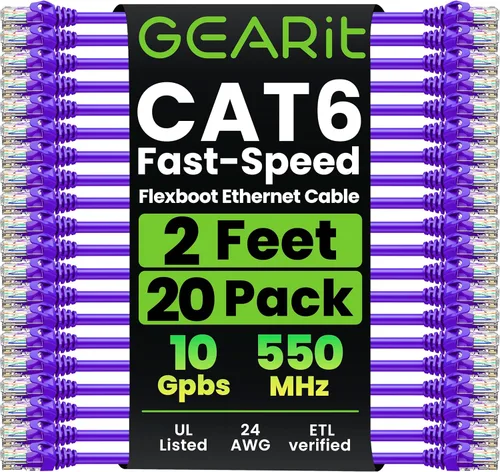 Miniatura 22 de GearIT Paquete de 20 cables de conexión Cat6 de 1 pie, cable Ethernet Cat 6 sin enganches, flexible y suave, serie Preimum, color azul