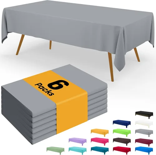 Miniatura 21 de Smiry - Juego de 6 manteles desechables, 54 x 78 pulgadas, manteles impermeables rectangulares para fiestas, cubierta de mesa de plástico