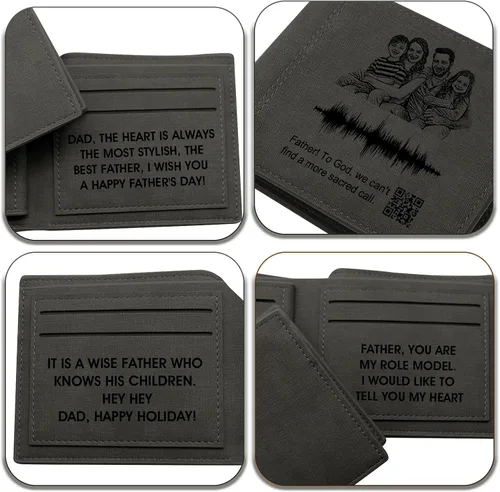 Miniatura 4 de Carteras de fotos personalizadas para hombresCartera grabada personalizadaRegalos personalizados para el padreMaridoHijo