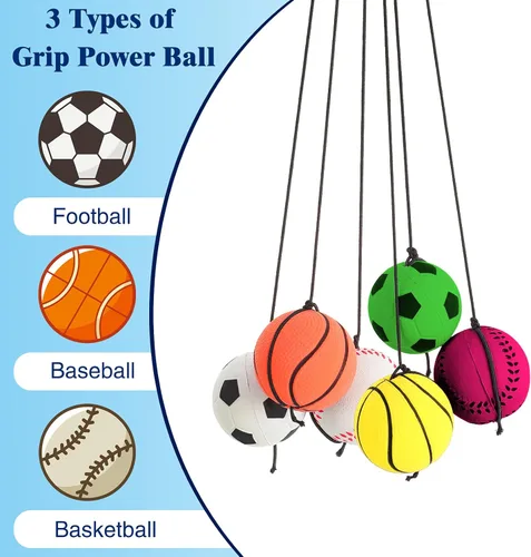 Miniatura 4 de Skylety 6 Pcs Wrist Ball Return Ball on a String with Strap Wristband Sports Rubber Toy Includes Basketball, Baseball and Football for Boys Girls
