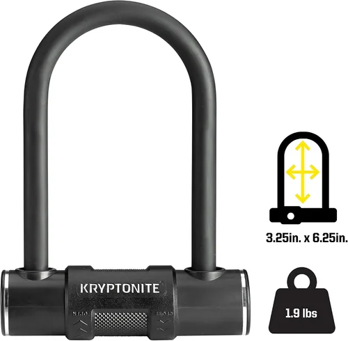 Miniatura 3 de Kryptonite Candado en U para bicicleta con cable de acero trenzado, cerradura antirrobo en U de alta seguridad, grillete de 0.472 in y cable