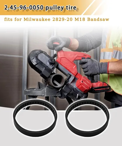 Miniatura 2 de Paquete de 2 neumáticos de polea de sierra de cinta 45-96-0050 de repuesto para Milwaukee 2829-20 M18