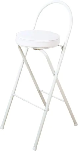 Miniatura 12 de Taburete plegable para desayuno, silla alta con asiento acolchado, taburete redondo portátil con respaldo, taburete plegable para adultos al aire