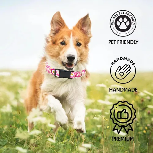 Miniatura 5 de Tunkoo Pink Daisy - Collar para perro, lindo collar ajustable de algodón de alta calidad, hebilla de plástico duradero para niños pequeños, medianos