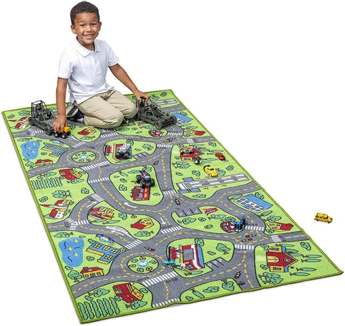 Miniatura 7 de Alfombra infantil con diseño de vida urbana, aprende a divertirse, educativa para niños, sistema de tráfico vial, centro de actividad multicolor