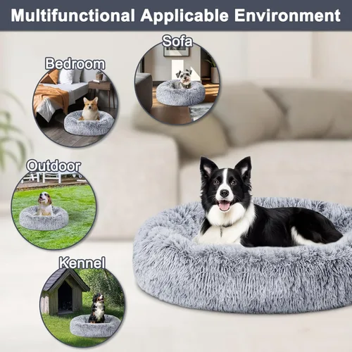 Miniatura 6 de ELSKER&HOME Cama relajante para perros, cama lavable en forma de dona, acolchada y con calentamiento, redonda de 30 pulgadas para perros medianos