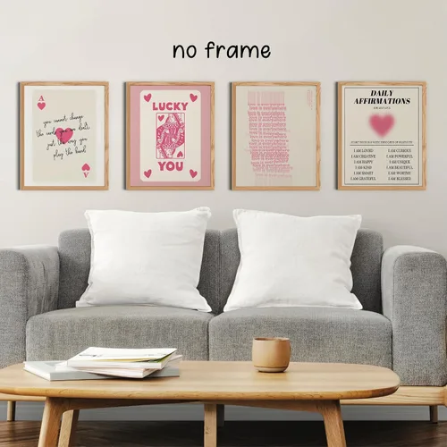 Miniatura 3 de KEUSPI Póster de moda Y2K rosa pastel de afirmaciones diarias Aura Lucky Girl Syndrome Guest Check Impresiones para decoración de habitación