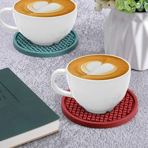 Miniatura 5 de ME.FAN Posavasos de silicona [6 unidades] Posavasos gruesos con soporte, tapete para tazas, antideslizante, antiadherente, se mantiene en su lugar