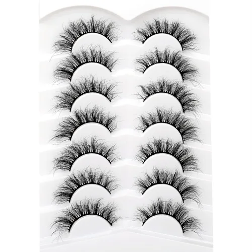 Miniatura 697 de Pooplunch - Pestañas postizas finas de visón sintético, estilo ojo de gato, naturales, cruzadas, tipo racimo, efecto 8D de volumen, tiras