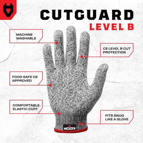 Miniatura 2 de Guantes de resistente al corte Nocry, Protección de Alto Rendimiento Nivel 5, grado de Alimentos. ¡EBook gratuito incluido!, M, Gris Original (gris)