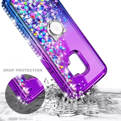 Miniatura 159 de NGB - Funda de teléfono diseñada para Samsung Galaxy S9+ Plus, morado/azul, con purpurina líquida para mujeres y niñas, con protector de pantalla