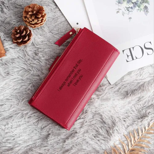 Miniatura 26 de Loveje - Billeteras personalizadas para mujer, de piel sintética, con grabadas fotográficas, triple pliegue, tarjeta de crédito, cartera larga