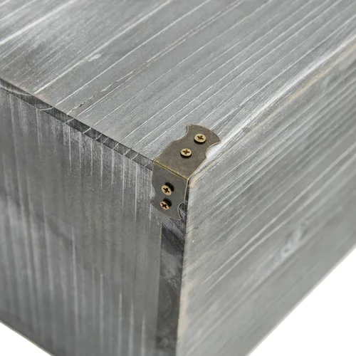 Miniatura 5 de Cubo de basura de madera con antorchas de estilo rústico gris con soportes de metal decorativos para dormitorio, sala de estar, baño y oficina (gris)