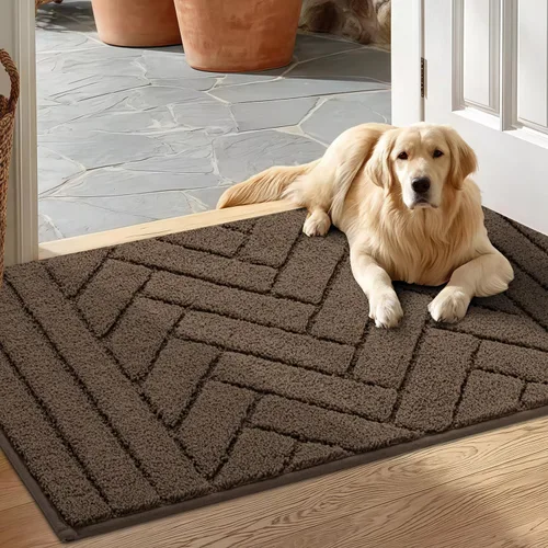 Miniatura 18 de Tindbea Tapete para perro para patas fangosas, absorbe la humedad, la suciedad, antideslizante, lavable, tapete de barro para perros, parte trasera