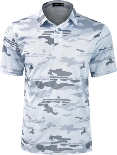 Miniatura 173 de TAPULCO Camisetas tipo polo de secado rápido para hombre, diseño de camuflaje, atléticas, ligeras, transpirables, casuales, para golf
